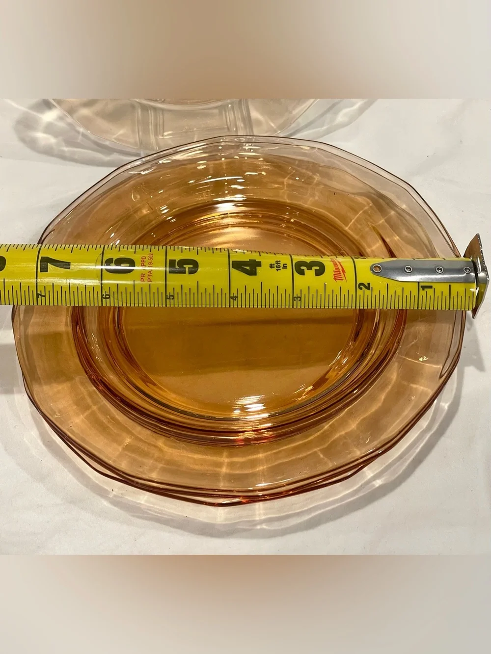 Set (4) Fostoria “Fairfax” Amber Depression Glass Salad Desset Plates.